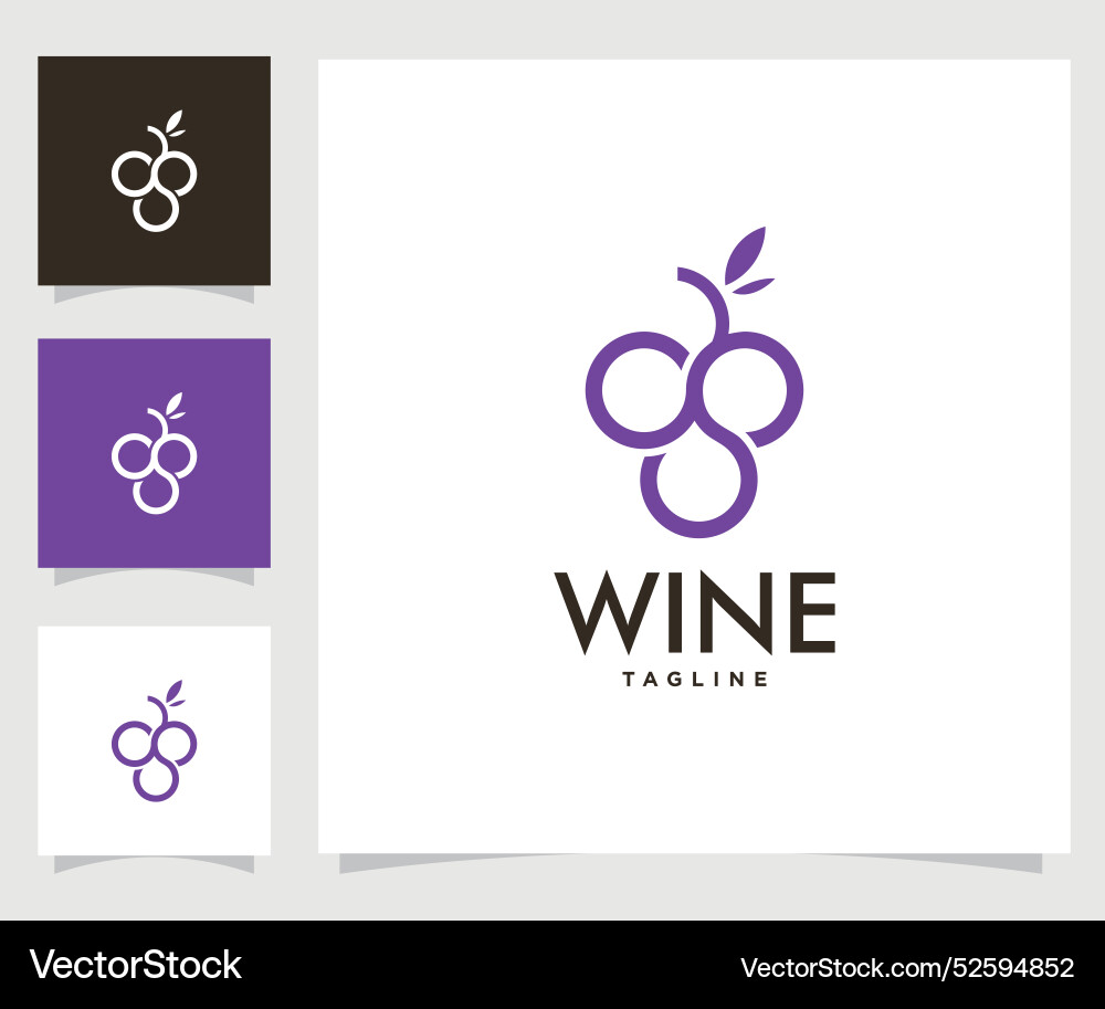 Logo icon simple grape fruit Royalty Free Vector Image