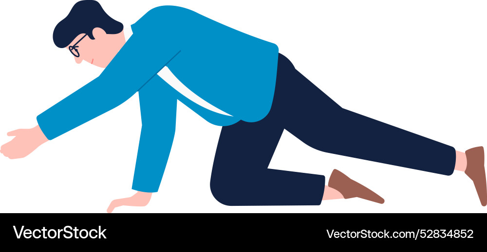 Man crawl on floor color character moving Vector Image