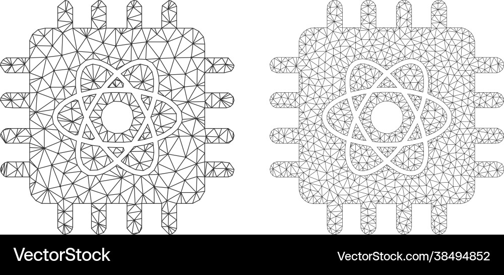Quantum computing icons - polygonal mesh Quantum computing icons - polygonal mesh Vector Image