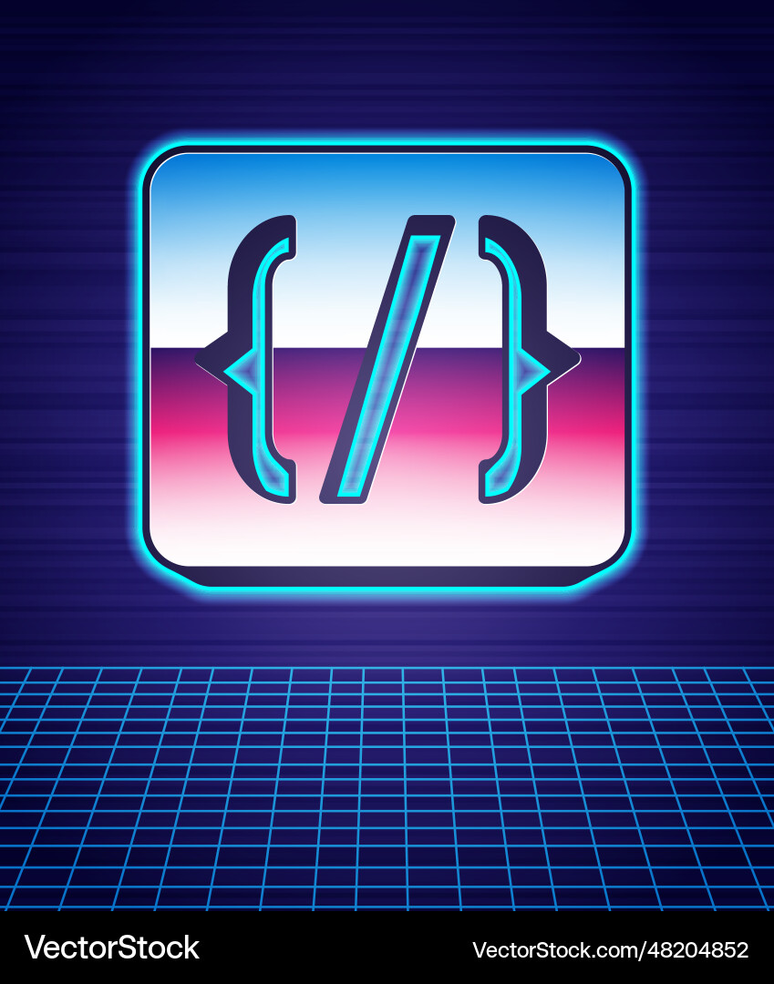 Retro style programming language syntax icon Retro style programming language syntax icon Vector Image