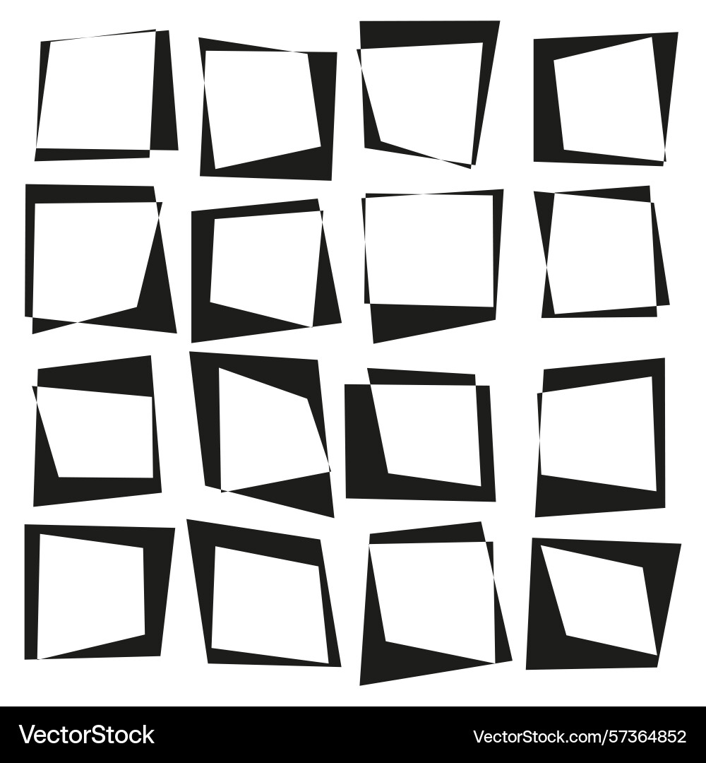 Rough square frames imperfect shape collection Rough square frames imperfect shape collection vector image