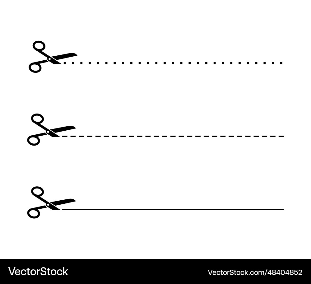 Scissors with cut lines icon on white background Vector Image