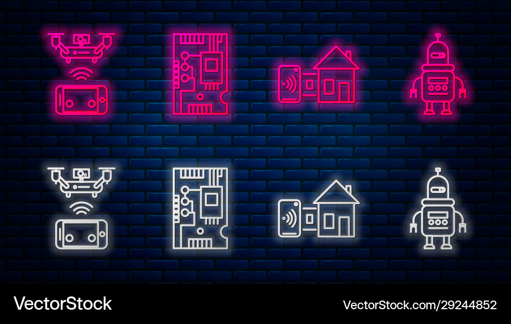 Set line electronic computer components vector image