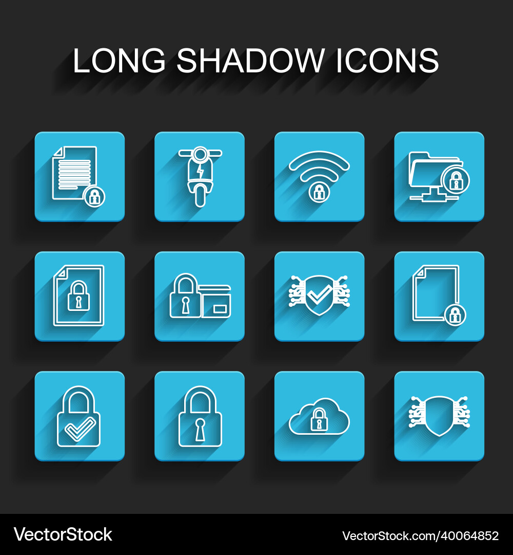 Set line lock and check mark document cloud vector image