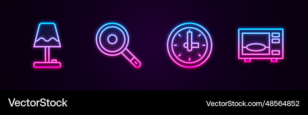 Set line table lamp frying pan clock Vector Image