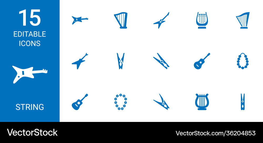 15 string icons 15 string icons vector image