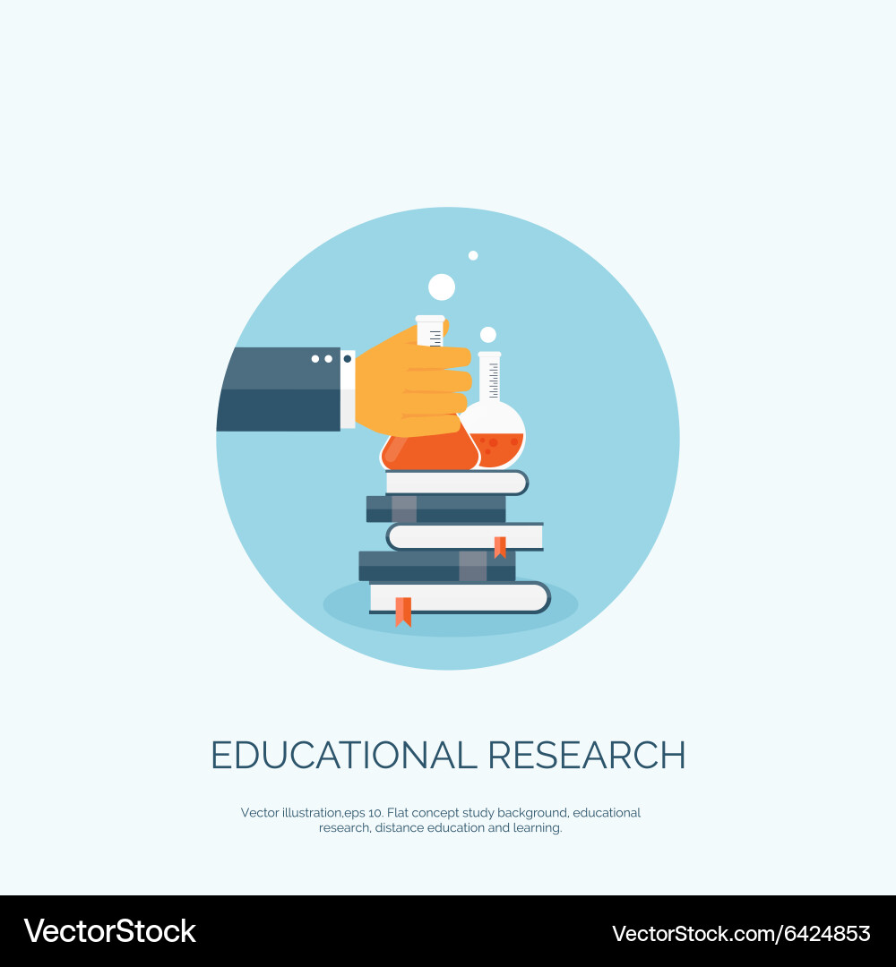 Flat with books and flask Vector Image