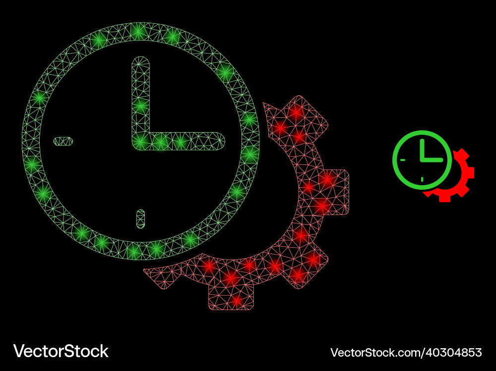 Mesh web time settings gear with shiny Mesh web time settings gear with shiny vector image