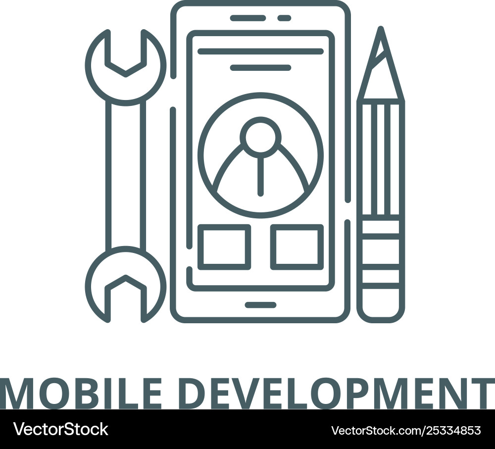 Mobile development line icon linear Mobile development line icon linear vector image