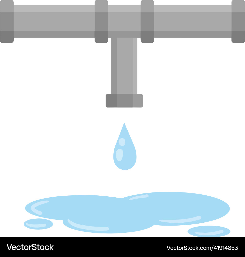 Pipe with a drop of water gray pipeline Pipe with a drop of water gray pipeline Vector Image