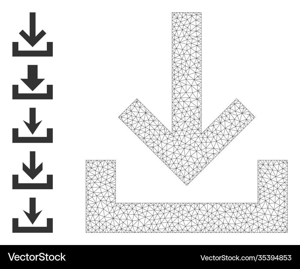 Polygonal mesh inbox icon with simple glyphs Polygonal mesh inbox icon with simple glyphs vector image