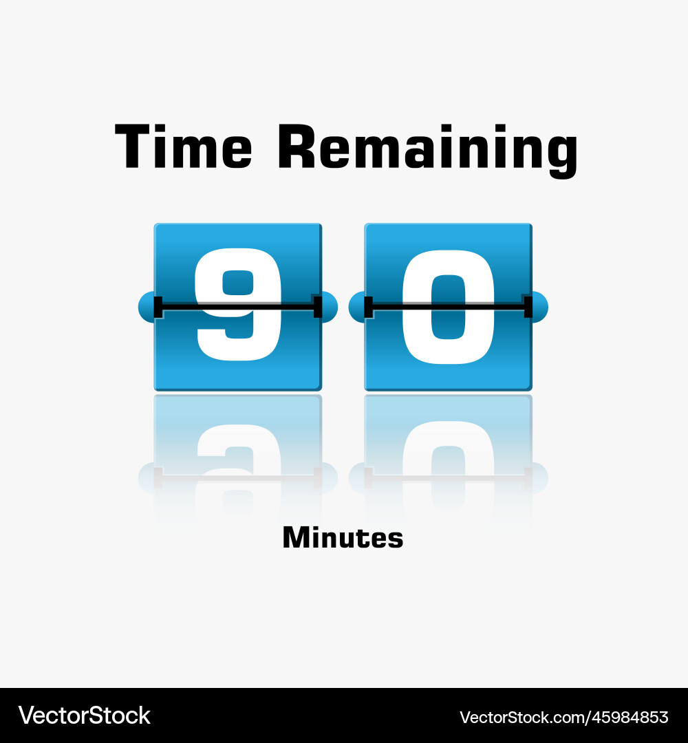 Reverse the clock countdown timer remaining time Vector Image