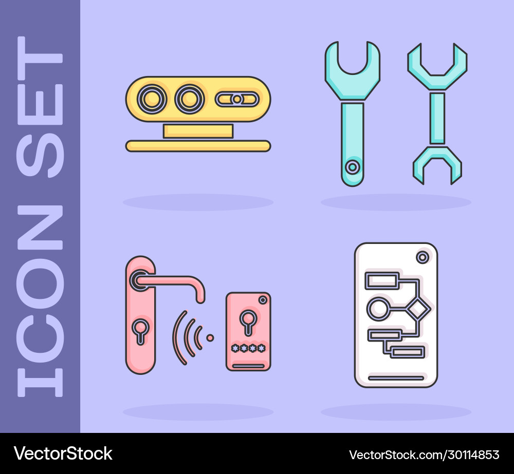 Set algorithm 3d scanning system digital door Vector Image