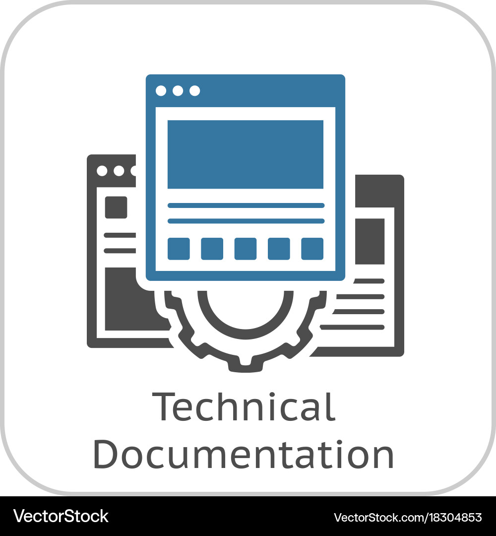 Technical documentation icon gear and web pages Vector Image