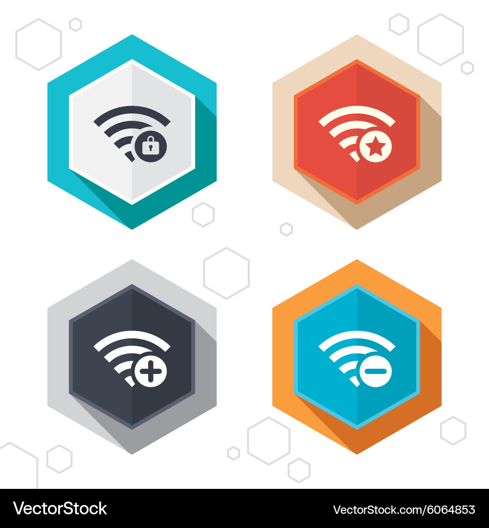 Wifi wireless network icons wi-fi add remove vector image