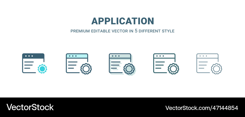 Application icon in 5 different style outline Application icon in 5 different style outline Vector Image