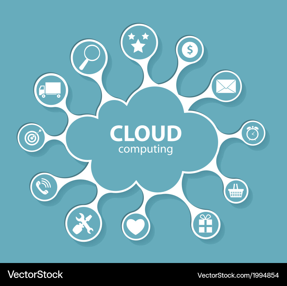 Cloud computing concept on different electronic vector image