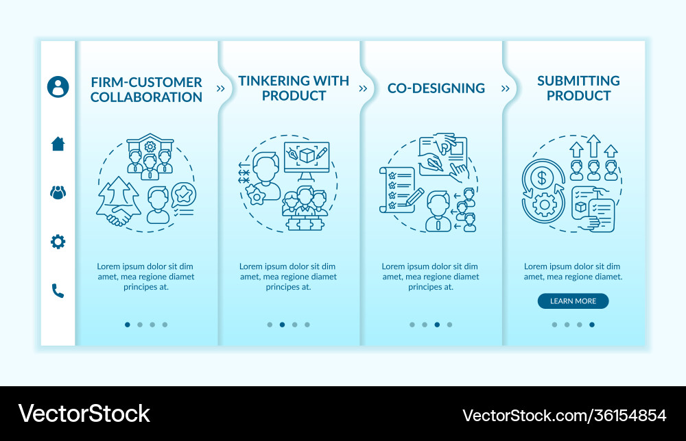 Collaborative creation types onboarding template Collaborative creation types onboarding template Vector Image