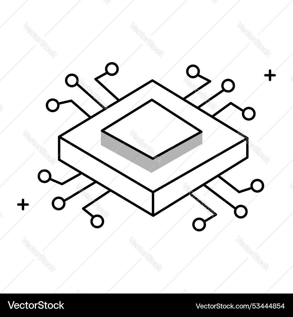 Computer processor and cpu icon design vector image