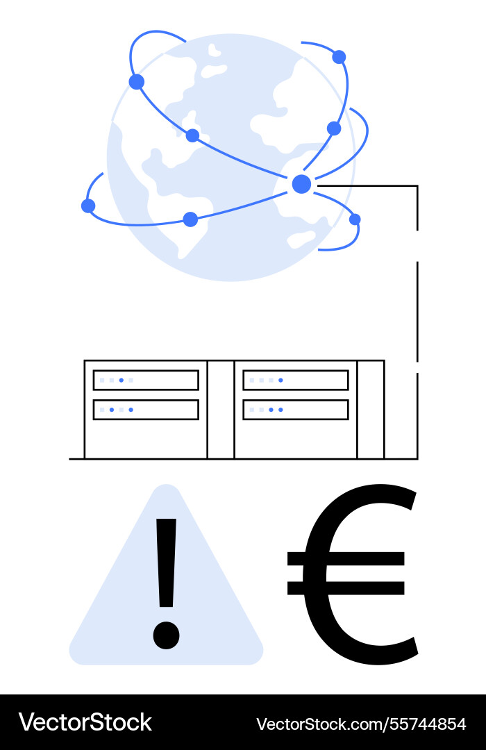 Global network connectivity with data servers Global network connectivity with data servers vector image