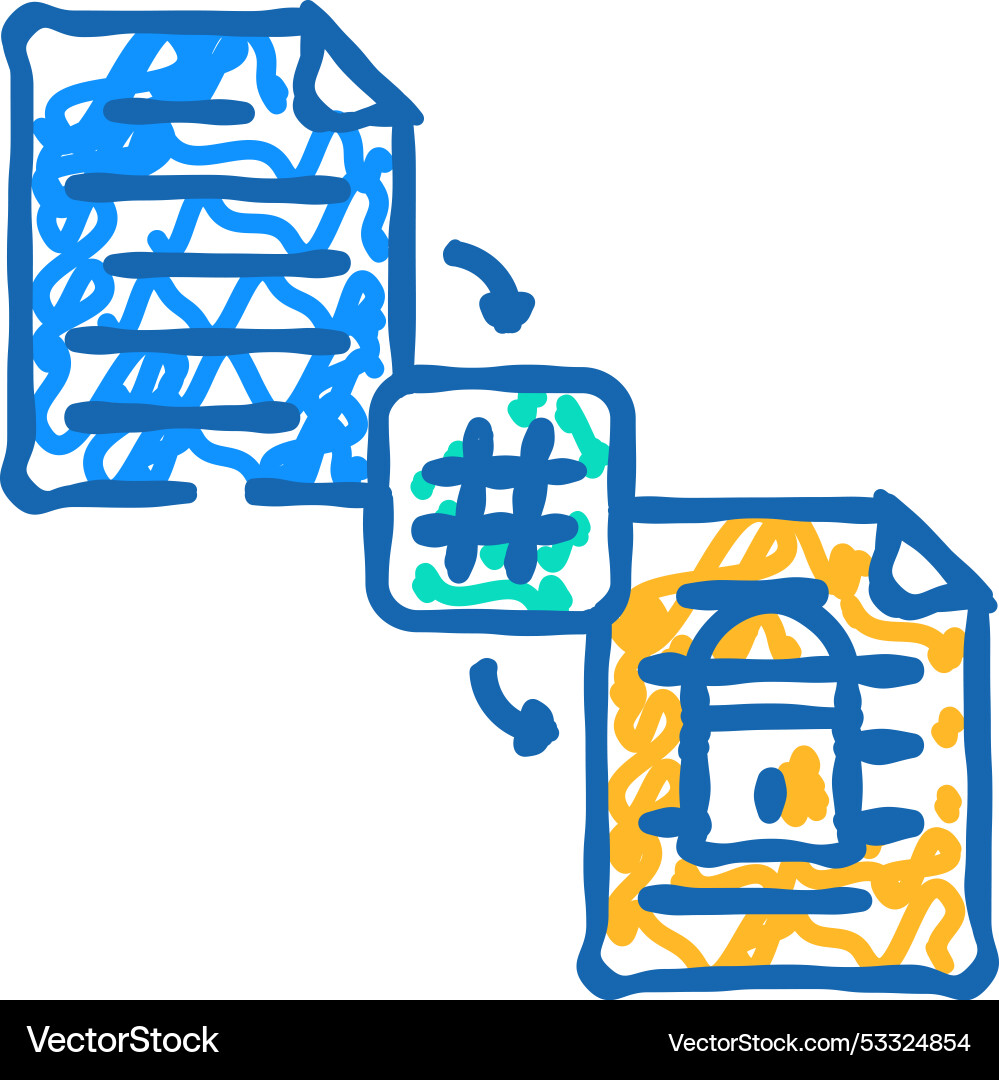 Hashing algorithm icon doodle Hashing algorithm icon doodle vector image
