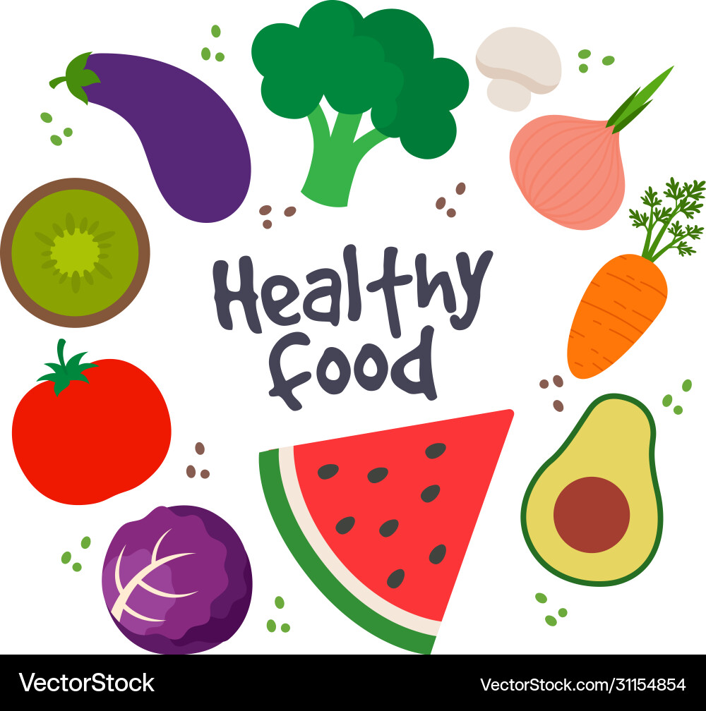 Healthy food poster (31154854) – Royalty-Free Vector | VectorStock, image size:1000x1008