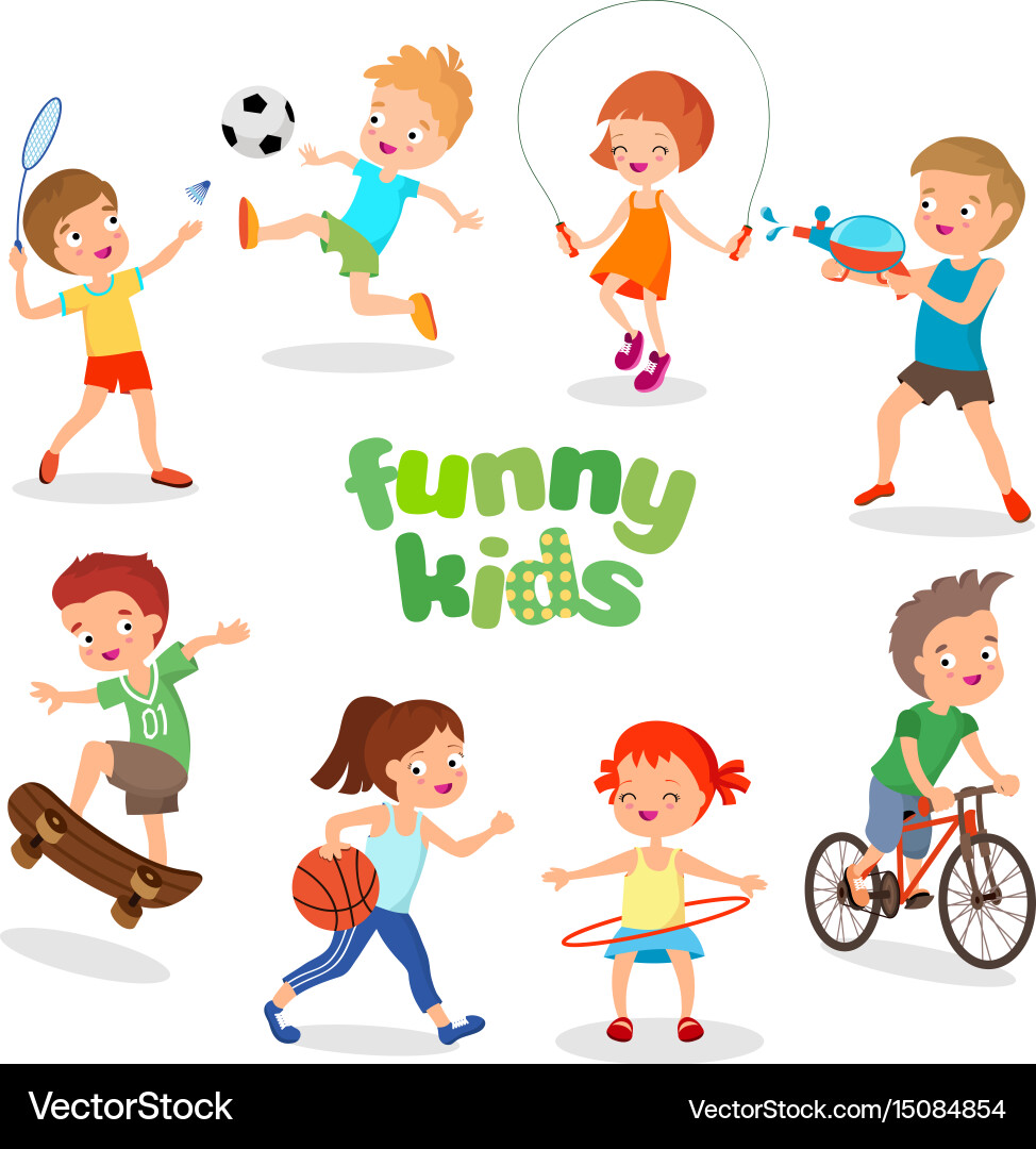Kids Playing Sports - Active Fun Vector Image