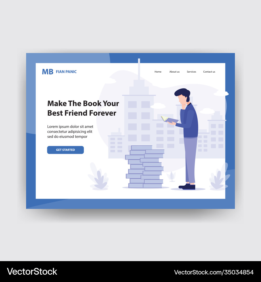 Landing page template with gradient modern webpage vector image