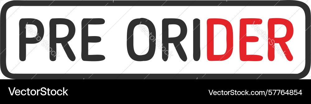 Pre-order button with red text icon for special vector image