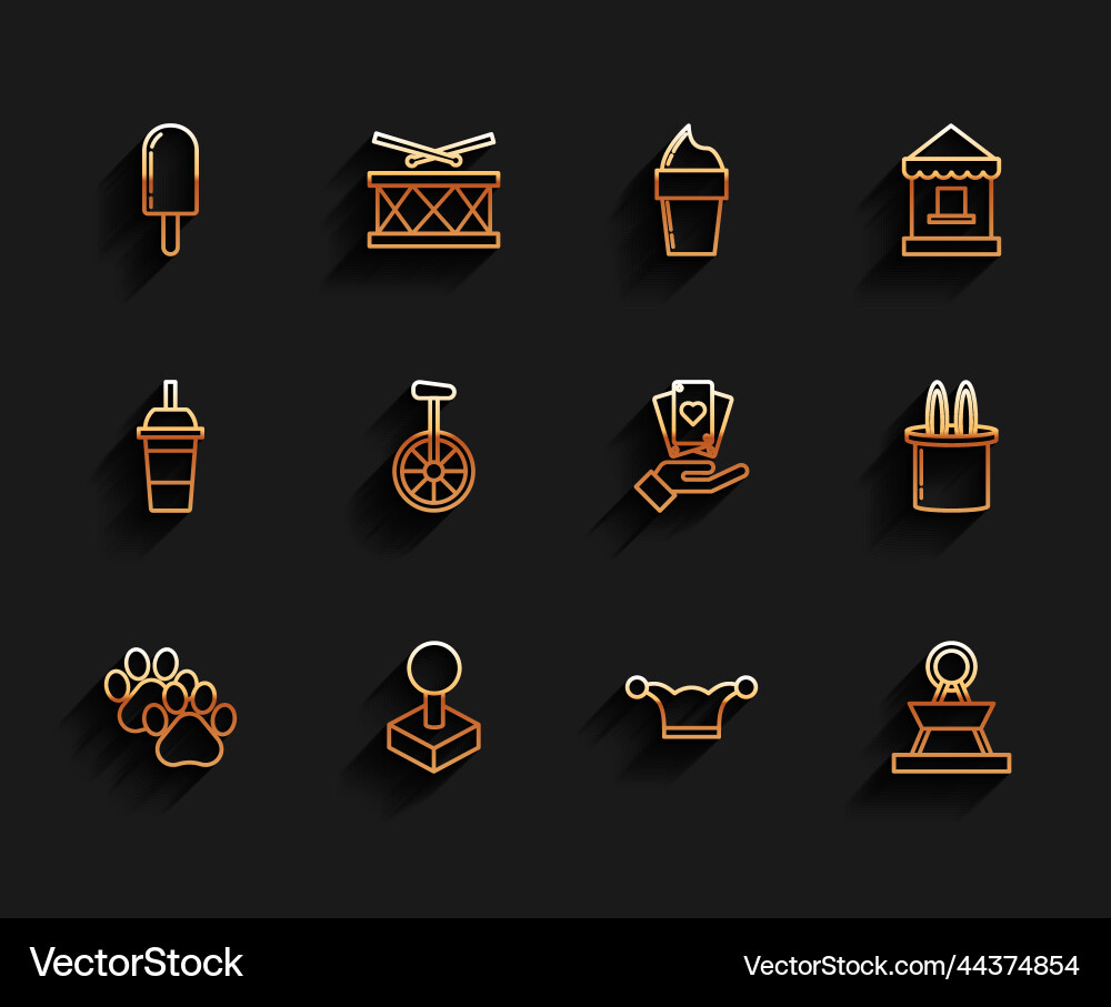 Set line paw print joystick for arcade machine vector image
