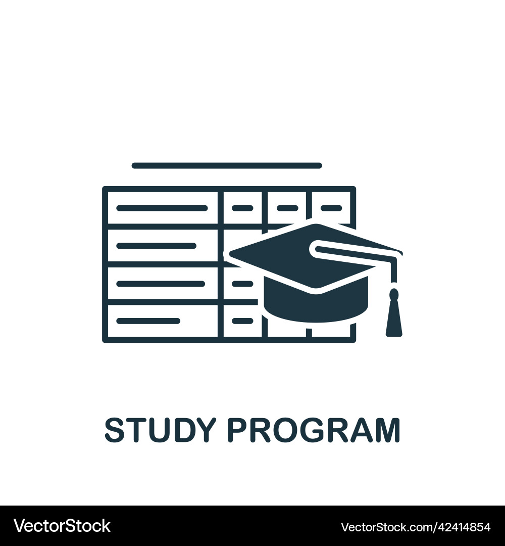 Study program icon monochrome simple e-learning Study program icon monochrome simple e-learning vector image