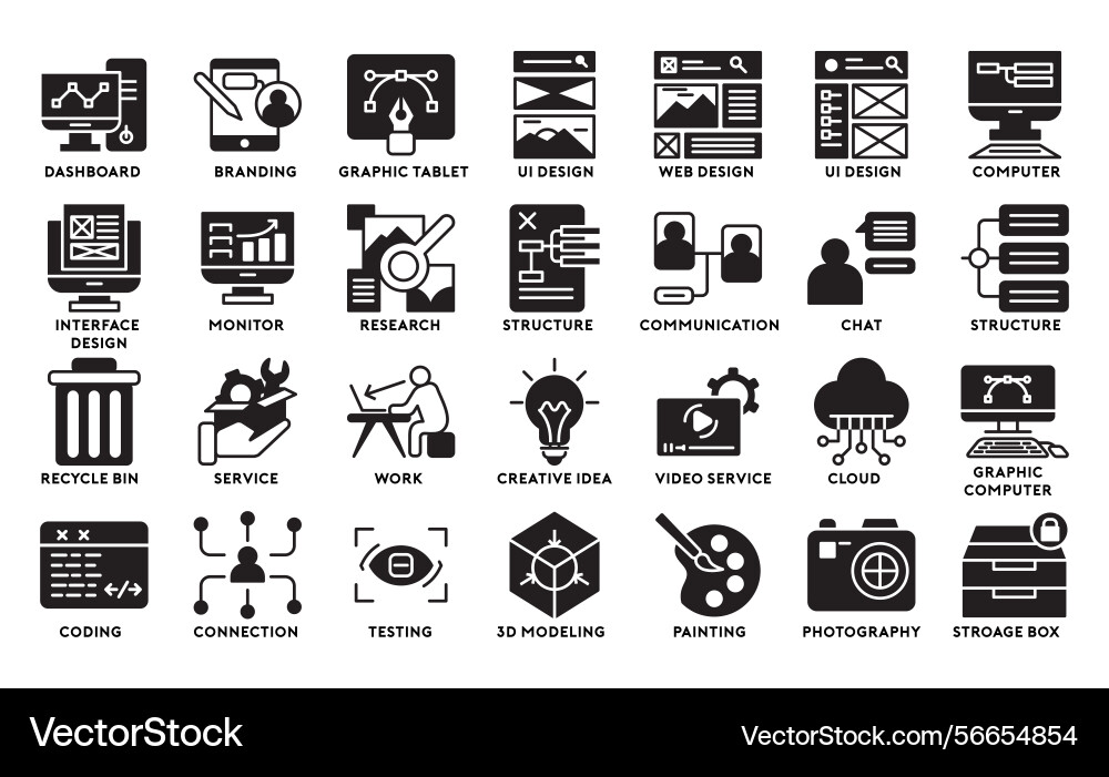 Web development icons glyph icon set Web development icons glyph icon set vector image
