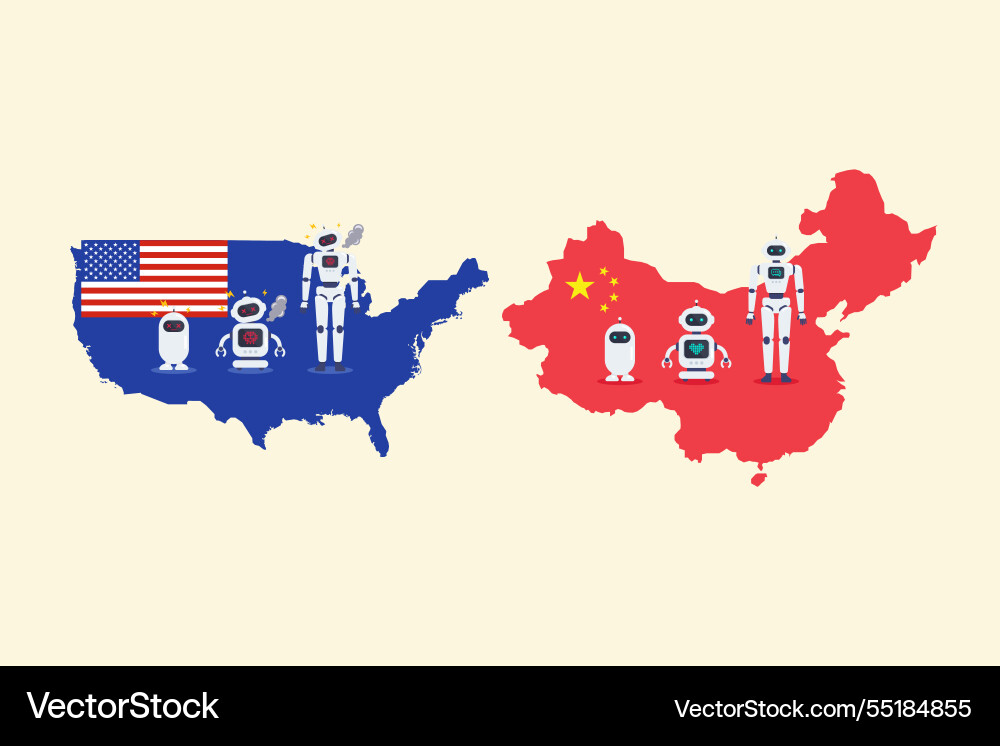 Artificial intelligence generative war against Artificial intelligence generative war against vector image
