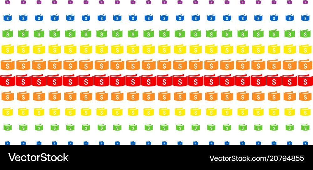 Banknotes shape halftone spectrum grid Banknotes shape halftone spectrum grid vector image