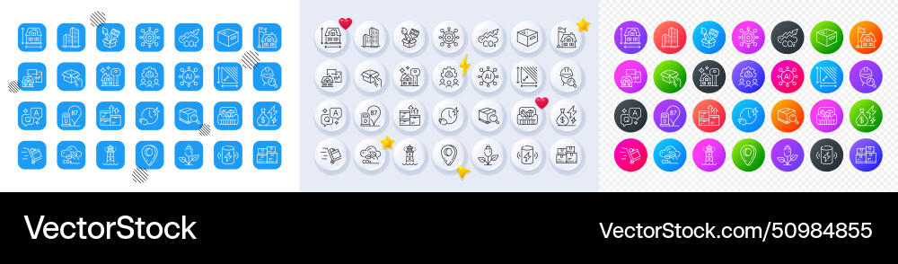 Co2 gas and inspect line icons for web app Co2 gas and inspect line icons for web app vector image
