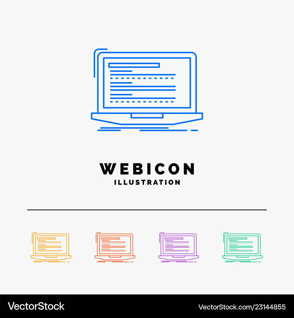 Code coding computer monoblock laptop 5 color Code coding computer monoblock laptop 5 color Vector Image