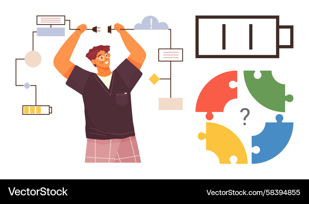 Connecting Solutions - Problem Solving Vector Image