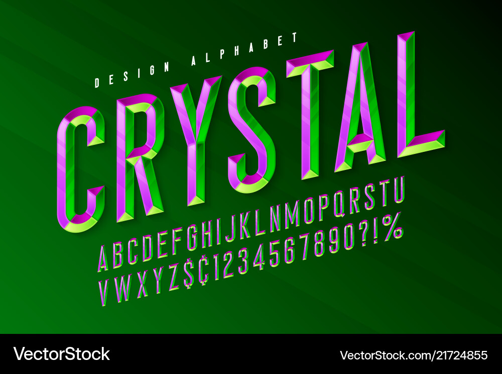 Crystal display font with facets alphabet Crystal display font with facets alphabet vector image