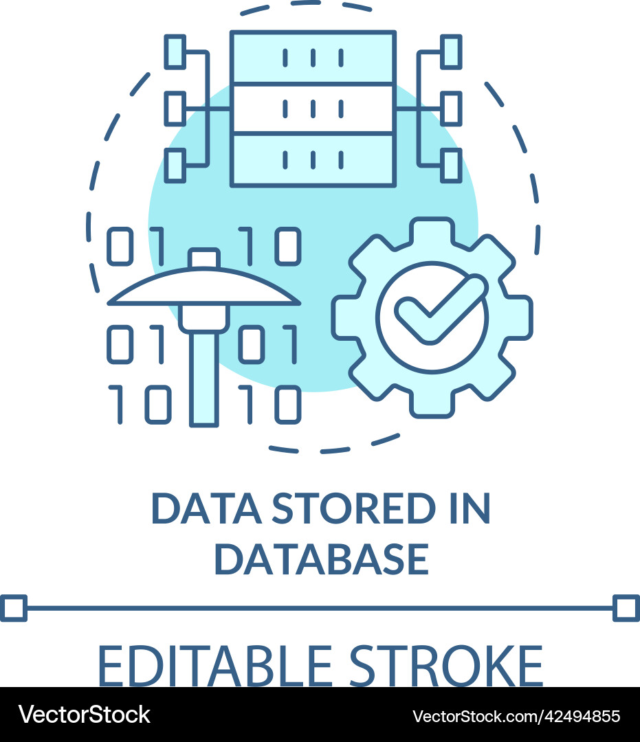 Data stored in database turquoise concept icon Data stored in database turquoise concept icon vector image