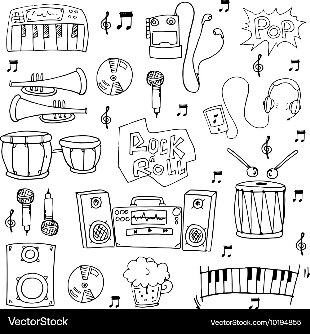 Doodle of hand draw music element Vector Image