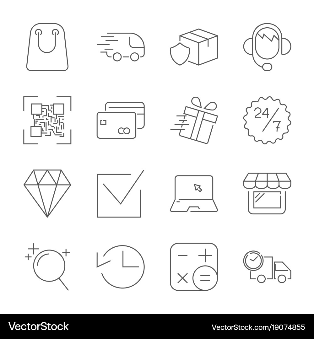 E-commerce outline web icons set editable stroke Vector Image