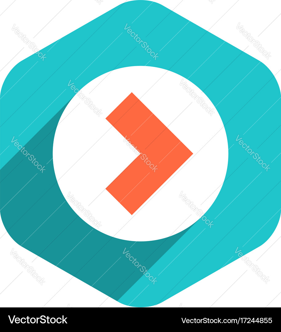 Flat arrow sign round icon hexagon button Vector Image