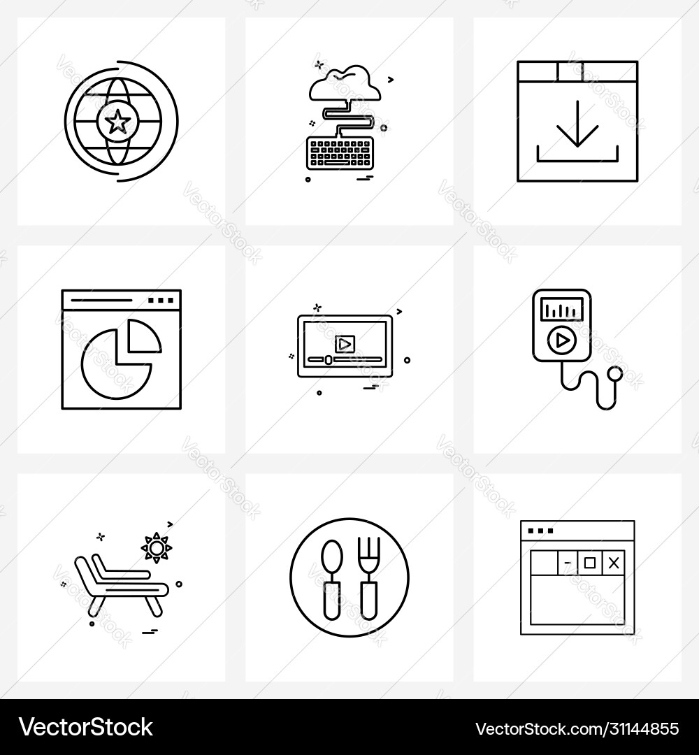 Isolated symbols set 9 simple line icons vector image