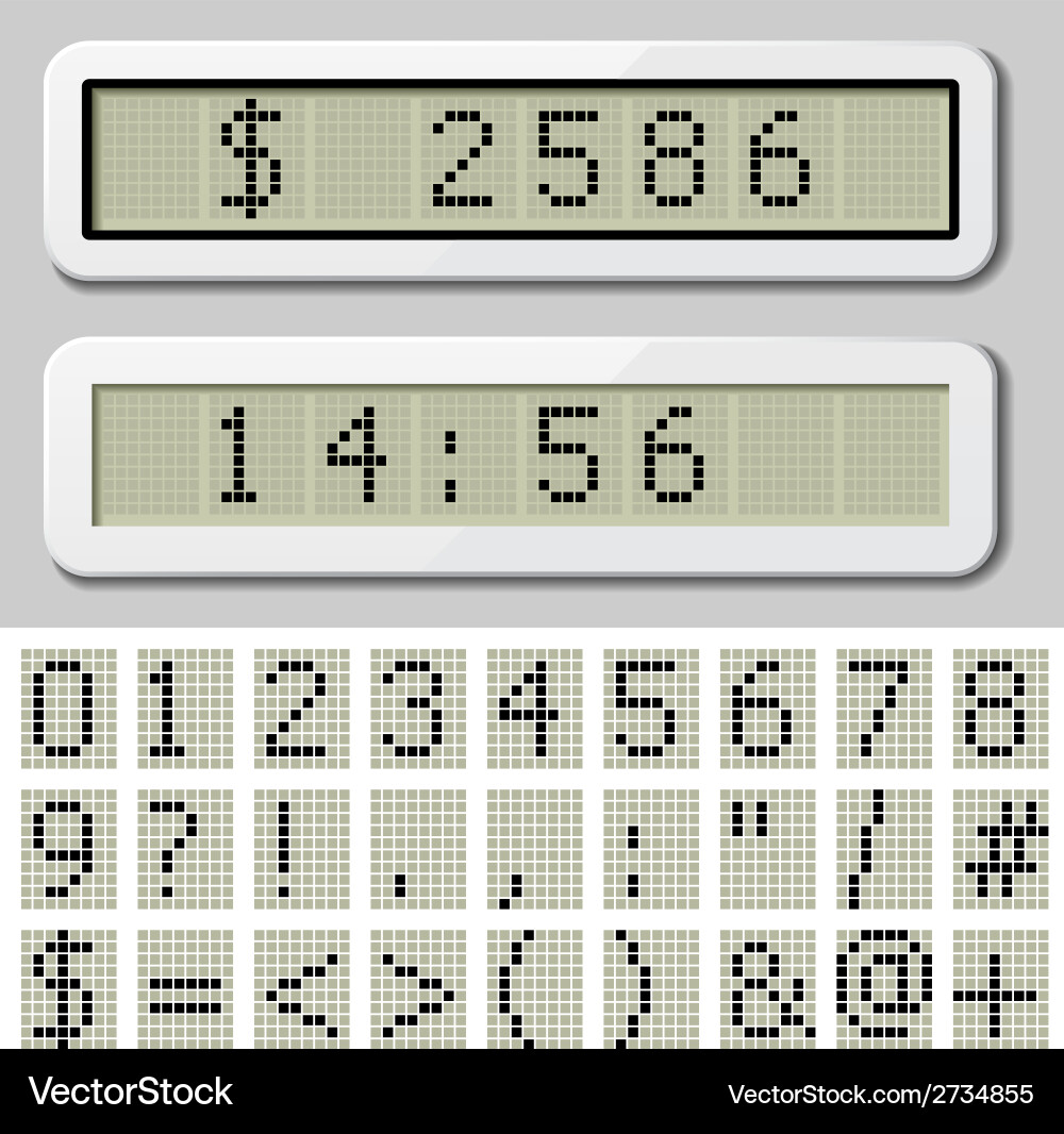 LCD Pixel Font - Anzahl Symbole vektorbild