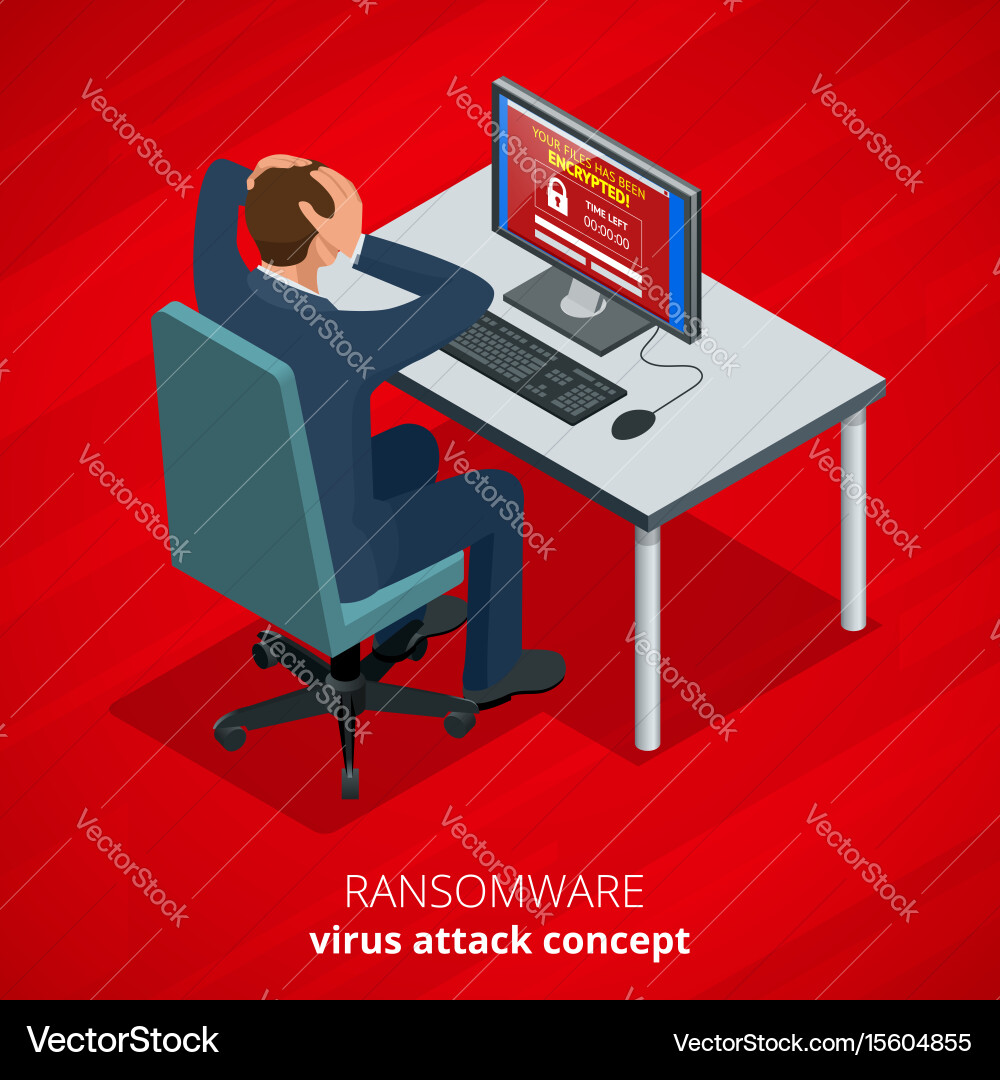 Ransomware Attack: Data Blocking Vector Image