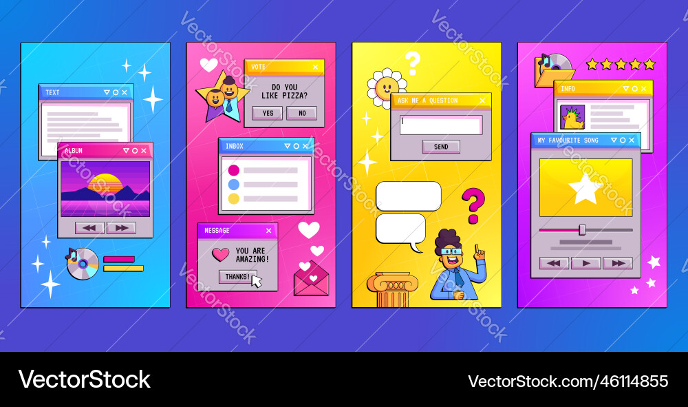 Retro story design template with computer window Retro story design template with computer window vector image