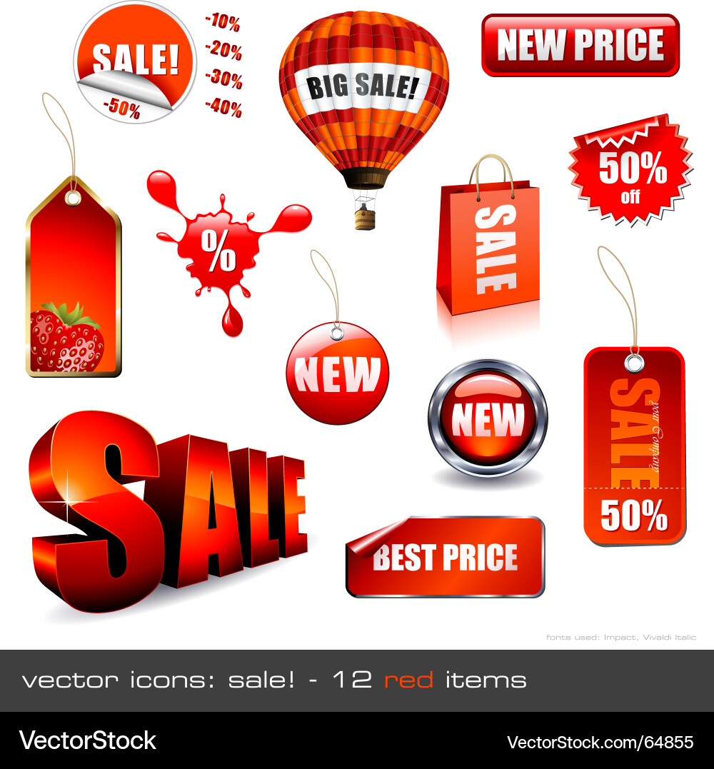 Sale Icon Set - 12 Pieces vector image