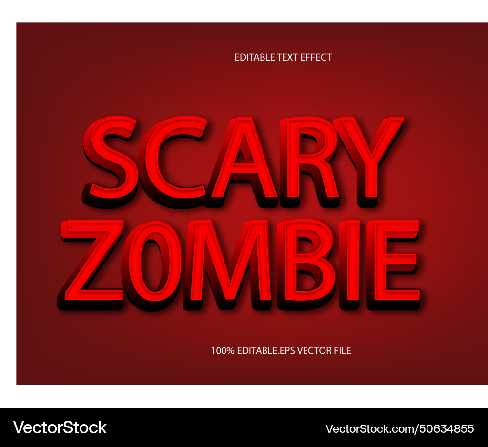 Scary zombie editable text effect 3d emboss Vector Image