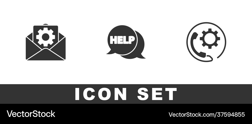 Set envelope setting speech bubble with text help Set envelope setting speech bubble with text help vector image