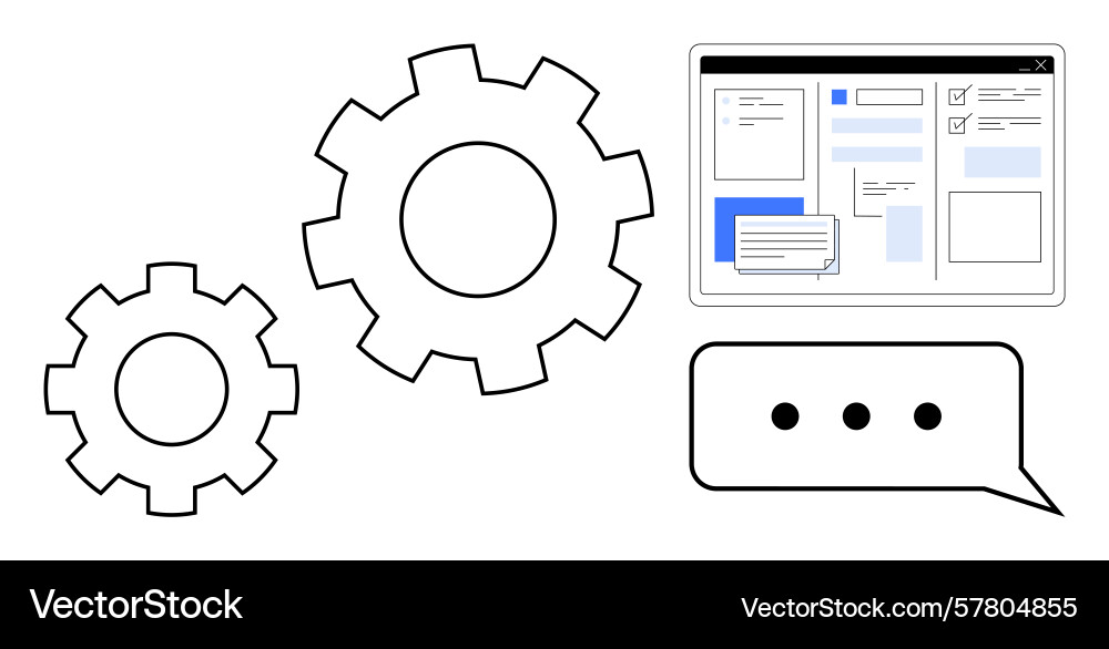 Workflow optimization with interface design gear Vector Image